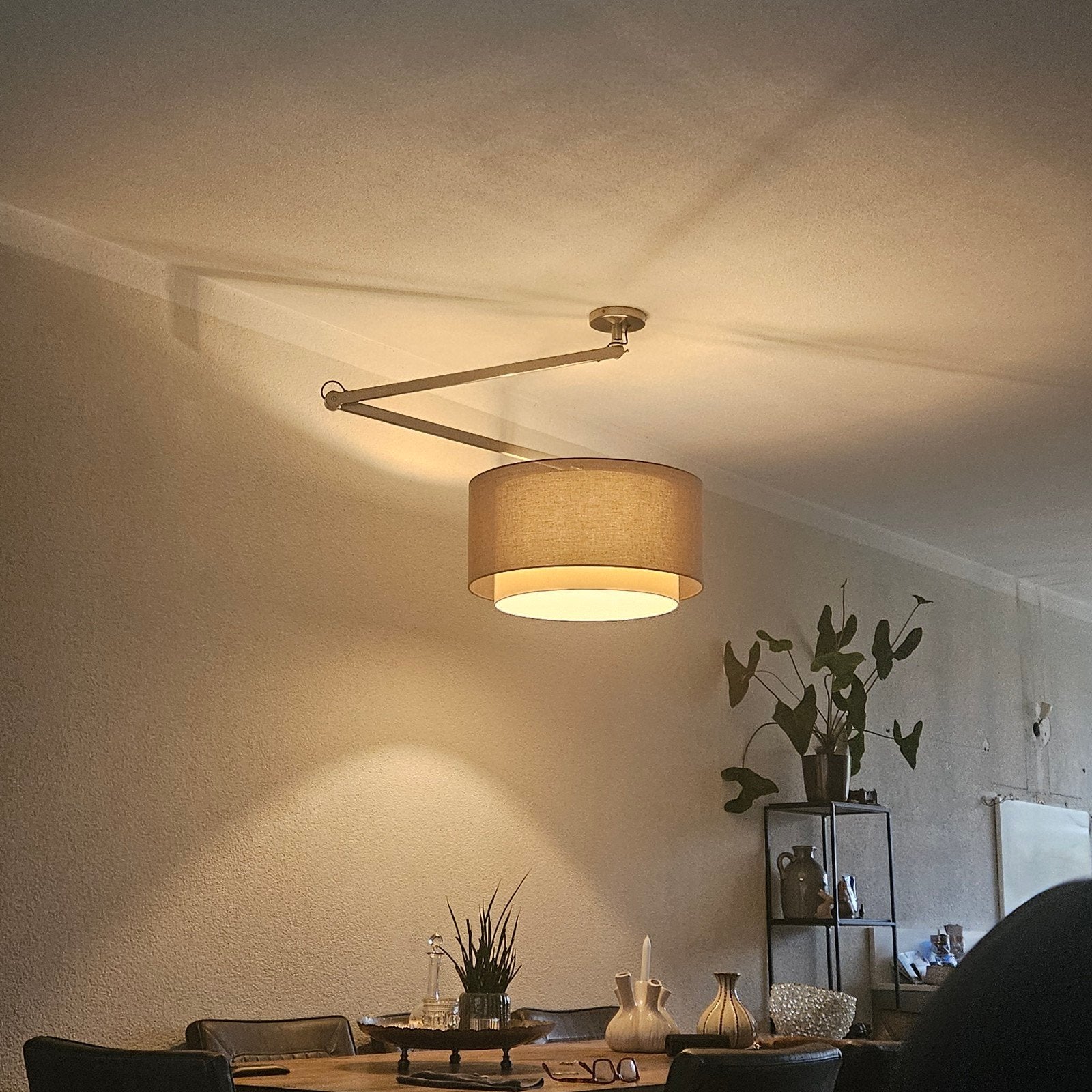 set lampen met draai/knikarm (hoog/laag) taupe, Ophalen, Overige materialen, Hanglamp, E27 (groot)