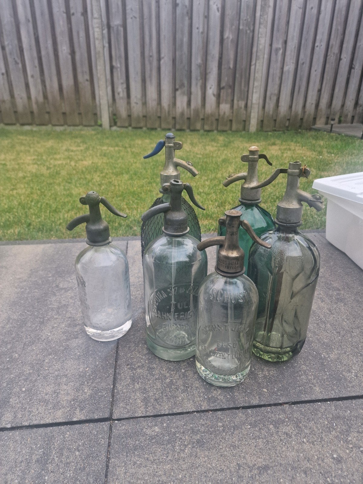 Oude spuitflessen, Ophalen, Gebruikt, Glas, Brocante