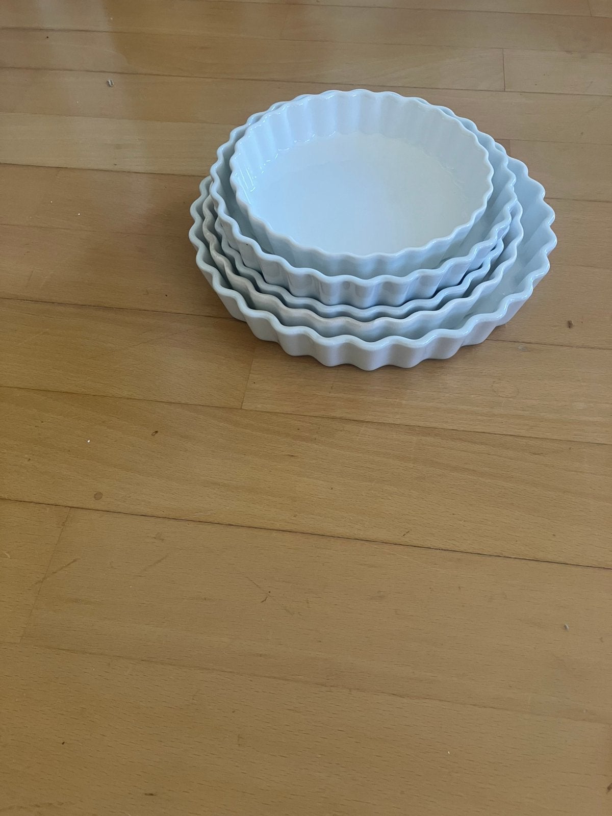 5 Ronde ovenschaaltjes voor taartje of quiche, Ophalen of Verzenden, Zo goed als nieuw