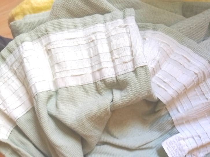Koopje! Lichtgroene gordijnen 1.67x1.35m - Katoen/Polyester, Met haken, Gebruikt, Overige merken, Ophalen of Verzenden
