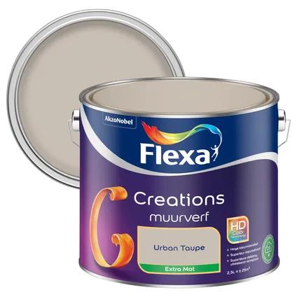 Flexa muurverf Urban Taupe 2x 5L zijde mat gesloten emmer, Bruin, 5 tot 10 liter, Nieuw, Ophalen of Verzenden