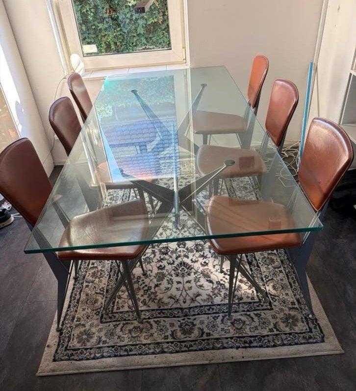 Vintage Fasem eetkamertafel met 6 stoelen, Ophalen of Verzenden, Zo goed als nieuw