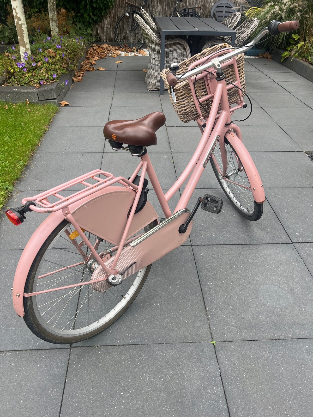 Roze damesfiets met mandje en versnellingen, Overige merken, Gebruikt, Velgrem, Versnellingen