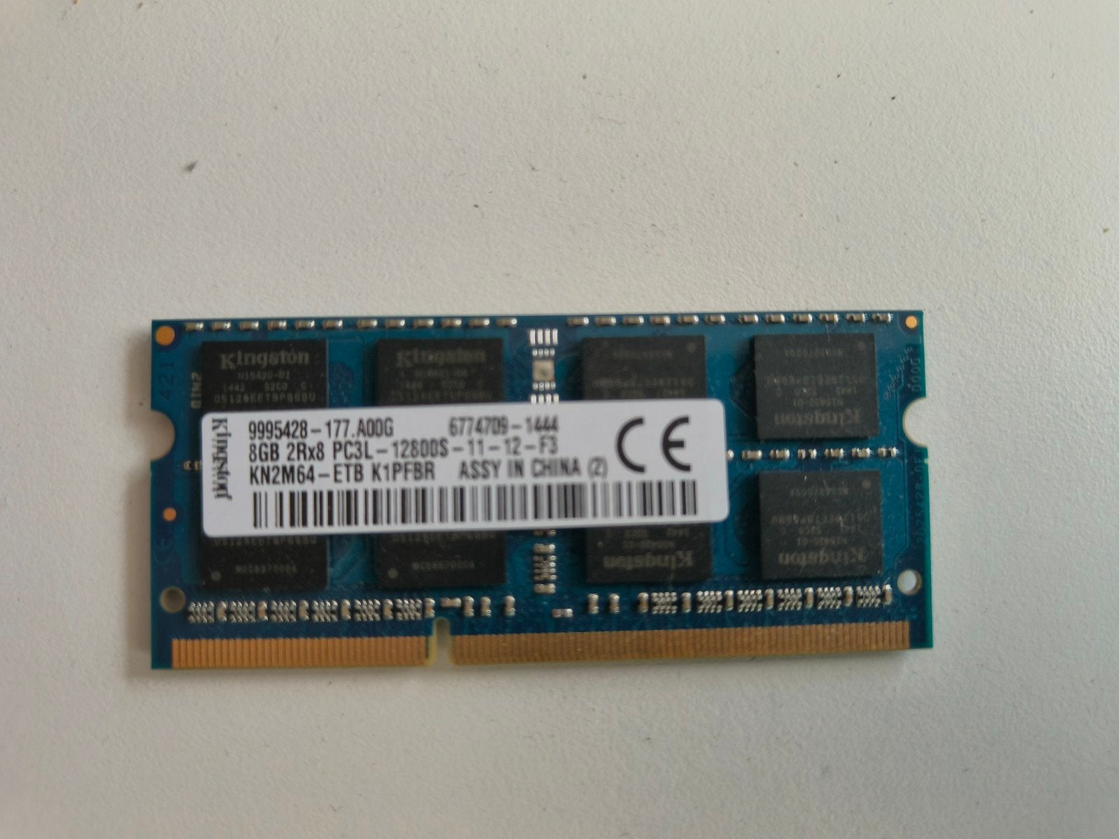 Kingston 8GB DDR3L RAM PC3L-12800S voor laptop, Computers en Software, RAM geheugen, Gebruikt, 8 GB, DDR3, Ophalen of Verzenden