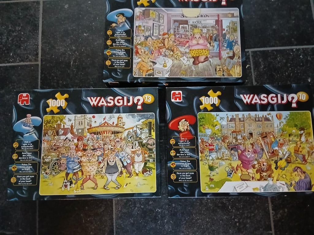 Wasgij puzzels nr 10, 11 en 13, Ophalen of Verzenden, 500 t/m 1500 stukjes, Zo goed als nieuw