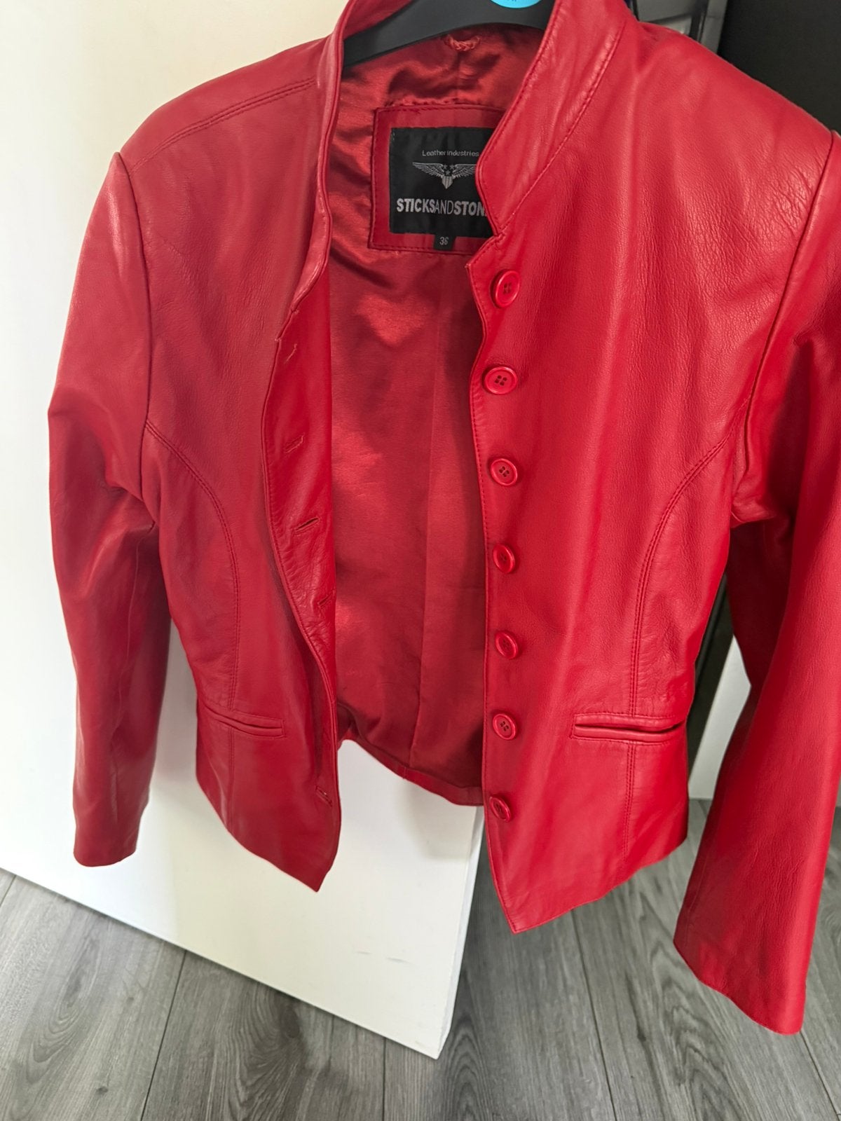 Leren jasje als niet maat S, Kleding | Dames, Ophalen of Verzenden, Zo goed als nieuw, Maat 36 (S), Rood