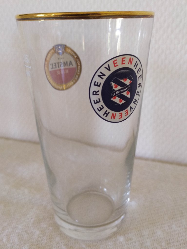 Bierglas sc Heerenveen pompeblêd Fryslân -  Amstel 25cl, Ophalen of Verzenden, Zo goed als nieuw, Bierglas