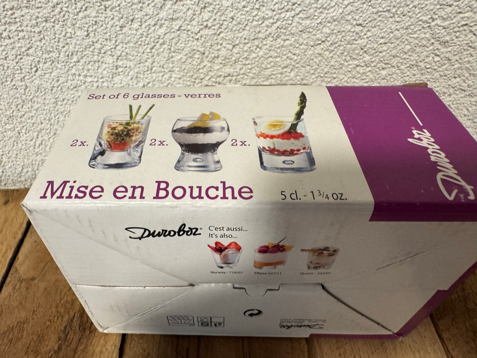 Durobor Mise en Bouche glaasjes - set van 6, Nieuw, Ophalen of Verzenden, Overige merken, Glas