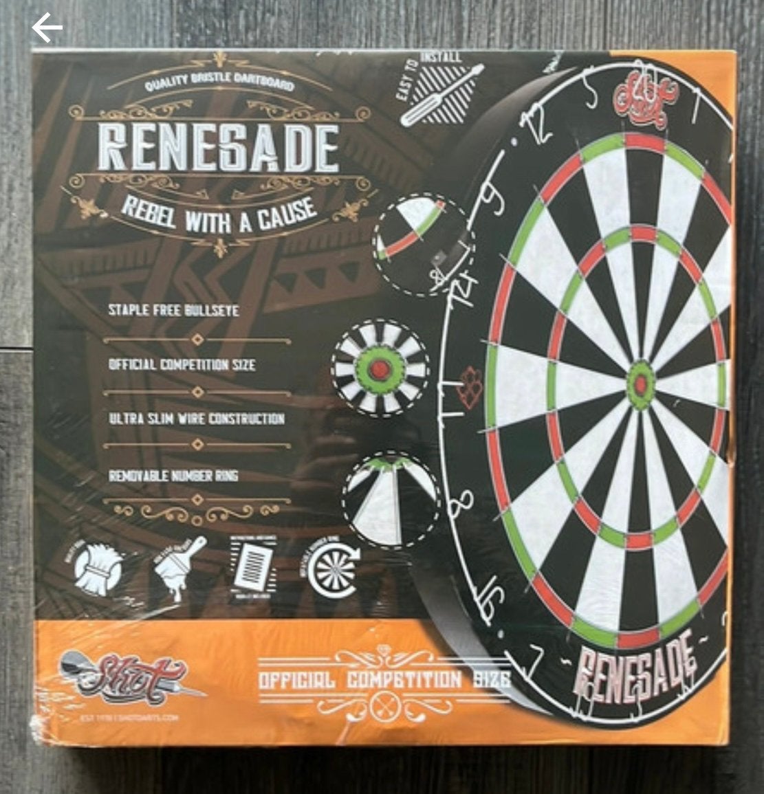 NIEUW in verpakking Shot Renegade sisal dartbord, Ophalen of Verzenden, Nieuw, Dartbord