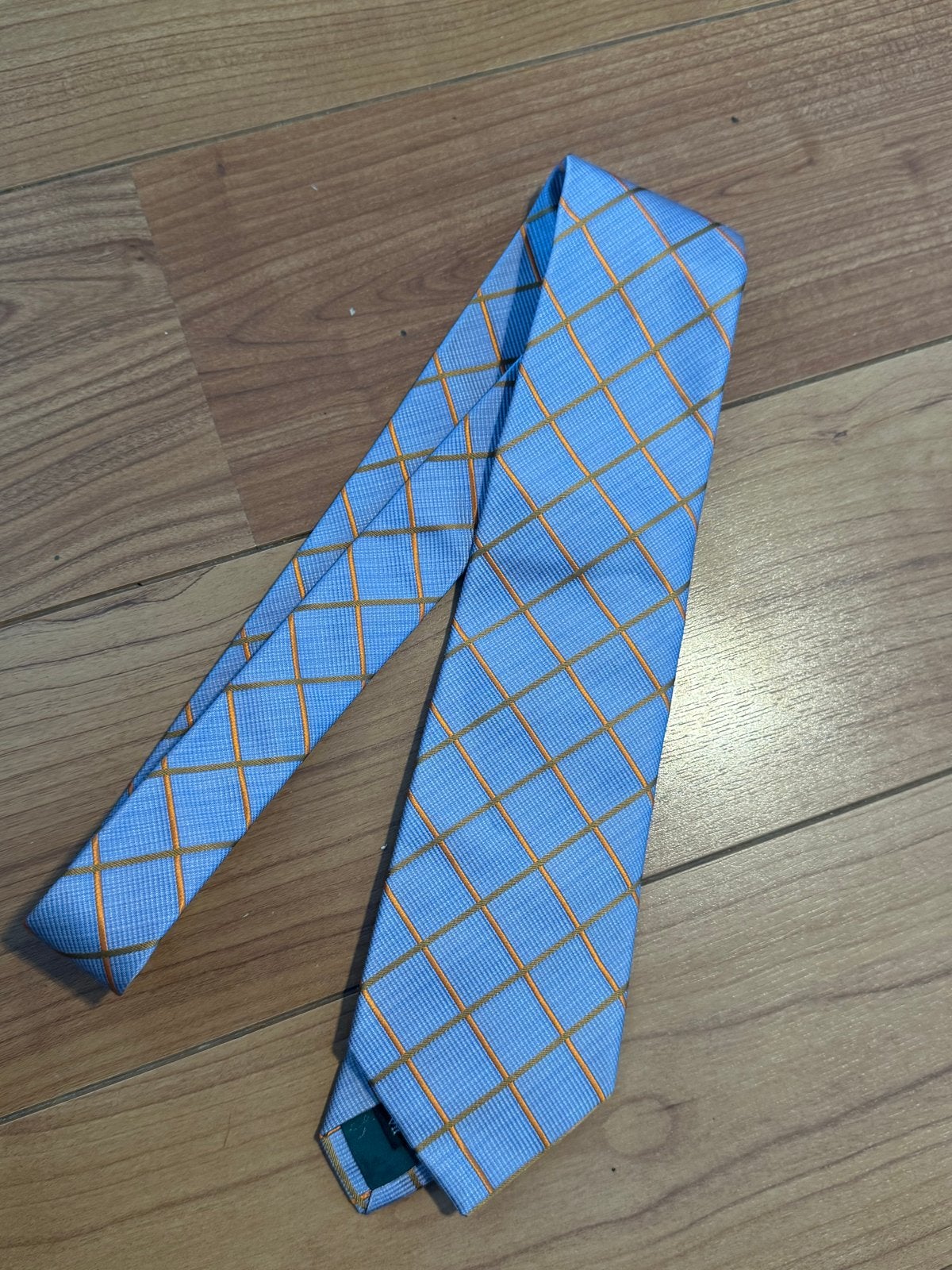 Ede and Raven stropdas, zijde, blauw met oranje ruit, Kleding | Heren, Stropdassen, Ophalen of Verzenden, Zo goed als nieuw, Blauw