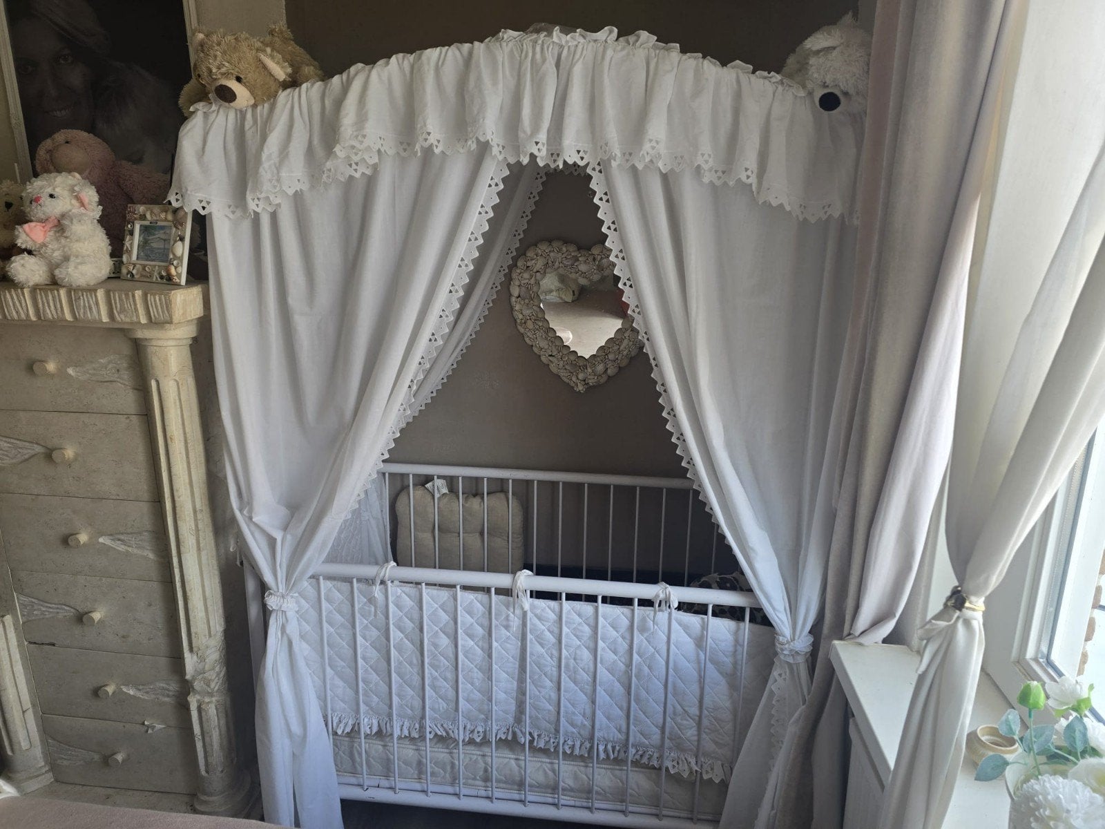 Romantisch hemelbed met matras, Ophalen, Gebruikt, Ledikant