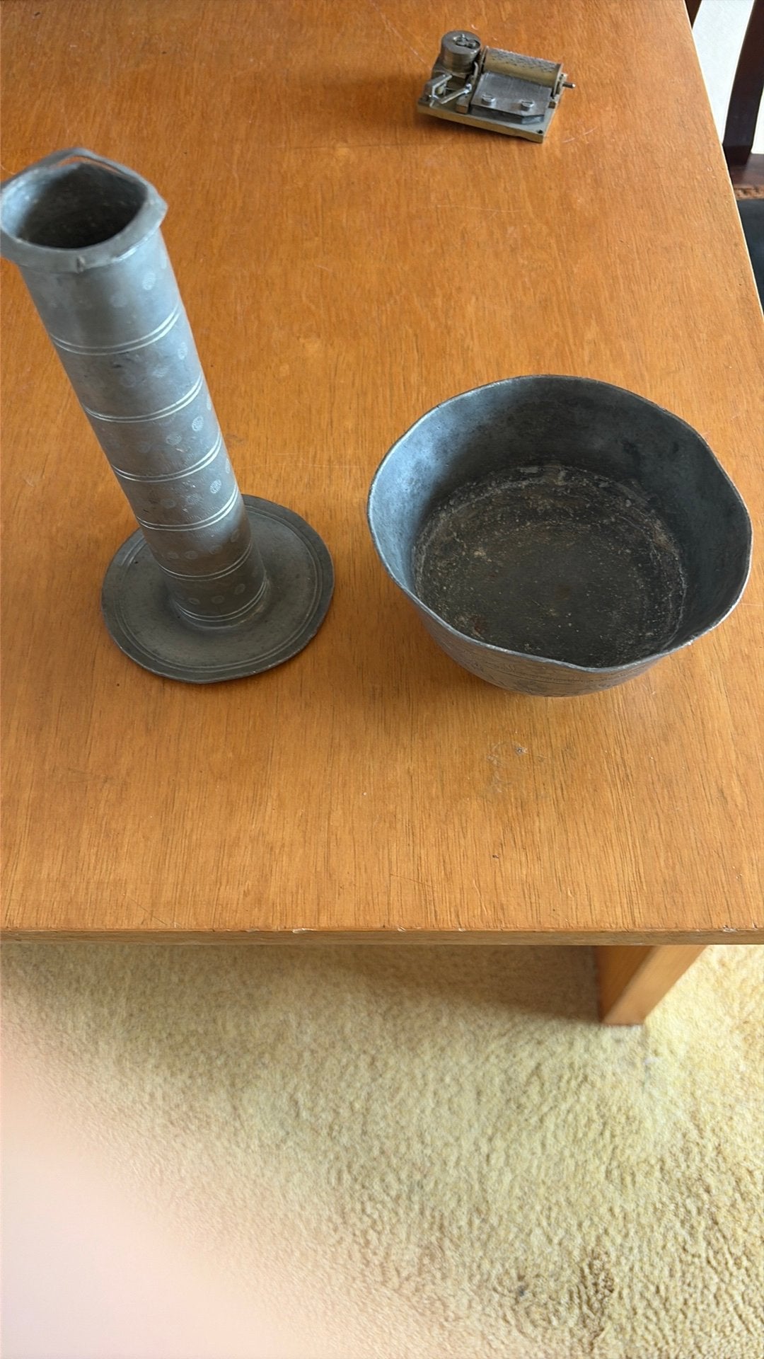 Tinnen vaasje en schaaltje, Antiek en Kunst, Ophalen of Verzenden