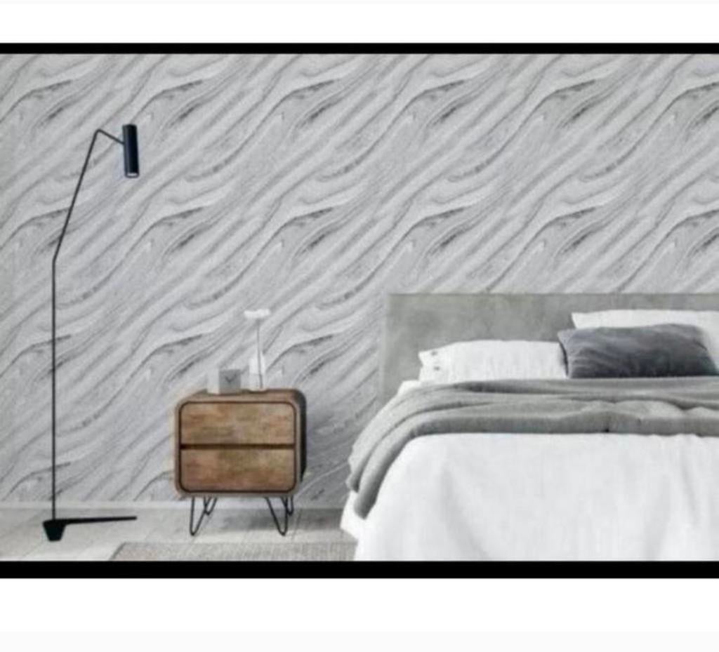 Zacht Mineraal Zilver Marmer Effect Luxe Behang 692605 10M, Ophalen of Verzenden, H, H, H