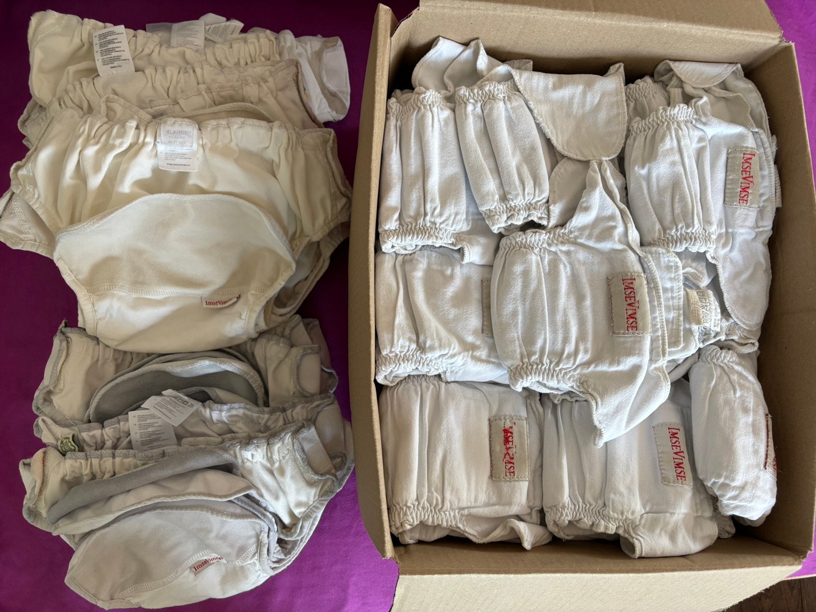 45 ImseVimse Wasbare Luiers + 19 Overbroekjes | Newborn - XL, Verzenden, Gebruikt