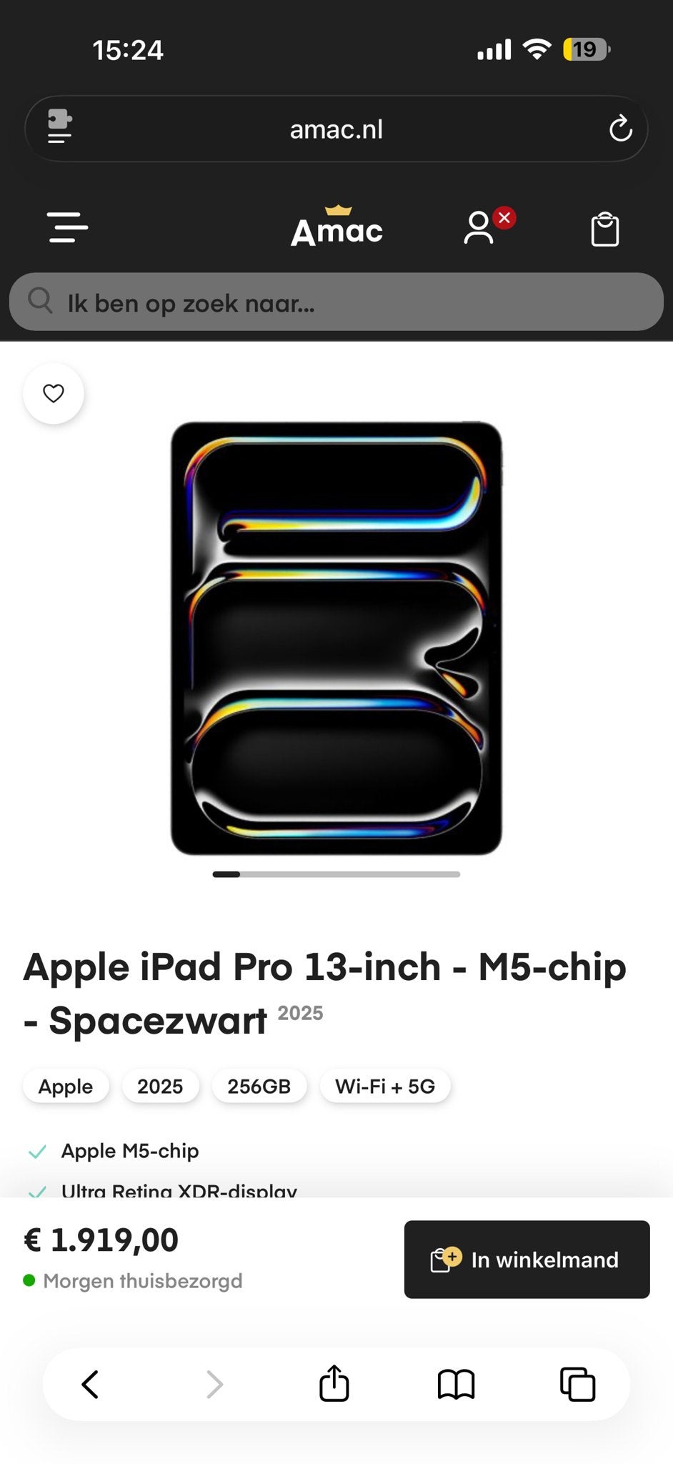 Apple iPad Pro 13-inch - M5-chip - wifi&5G- Spacezwart, Computers en Software, Apple iPads, 13 inch of meer, Zwart, Ophalen of Verzenden