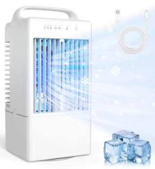 Draagbare air cooler / ventilator met mist spray / nachtlamp, Witgoed en Apparatuur, Ventilatoren, Ophalen of Verzenden, Nieuw
