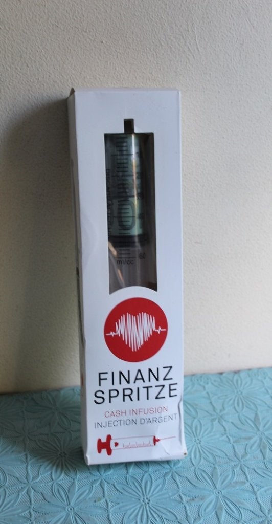 Finanz Spritze - Fopartikel met nep geld, Ophalen of Verzenden, Zo goed als nieuw, Feestartikel, Verjaardag