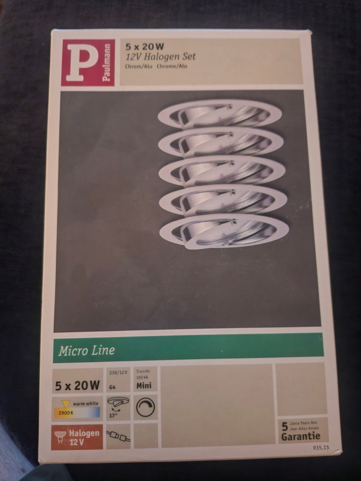Paulmann Micro Line Halogeen Inbouwspots Set - 5x20W G4, Halogeen, Nieuw, Ophalen of Verzenden, Paulmann