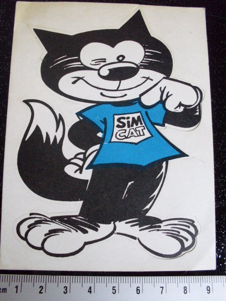 sticker sim cat logo batterijen mascotte kat poes, Verzenden, Zo goed als nieuw, Merk
