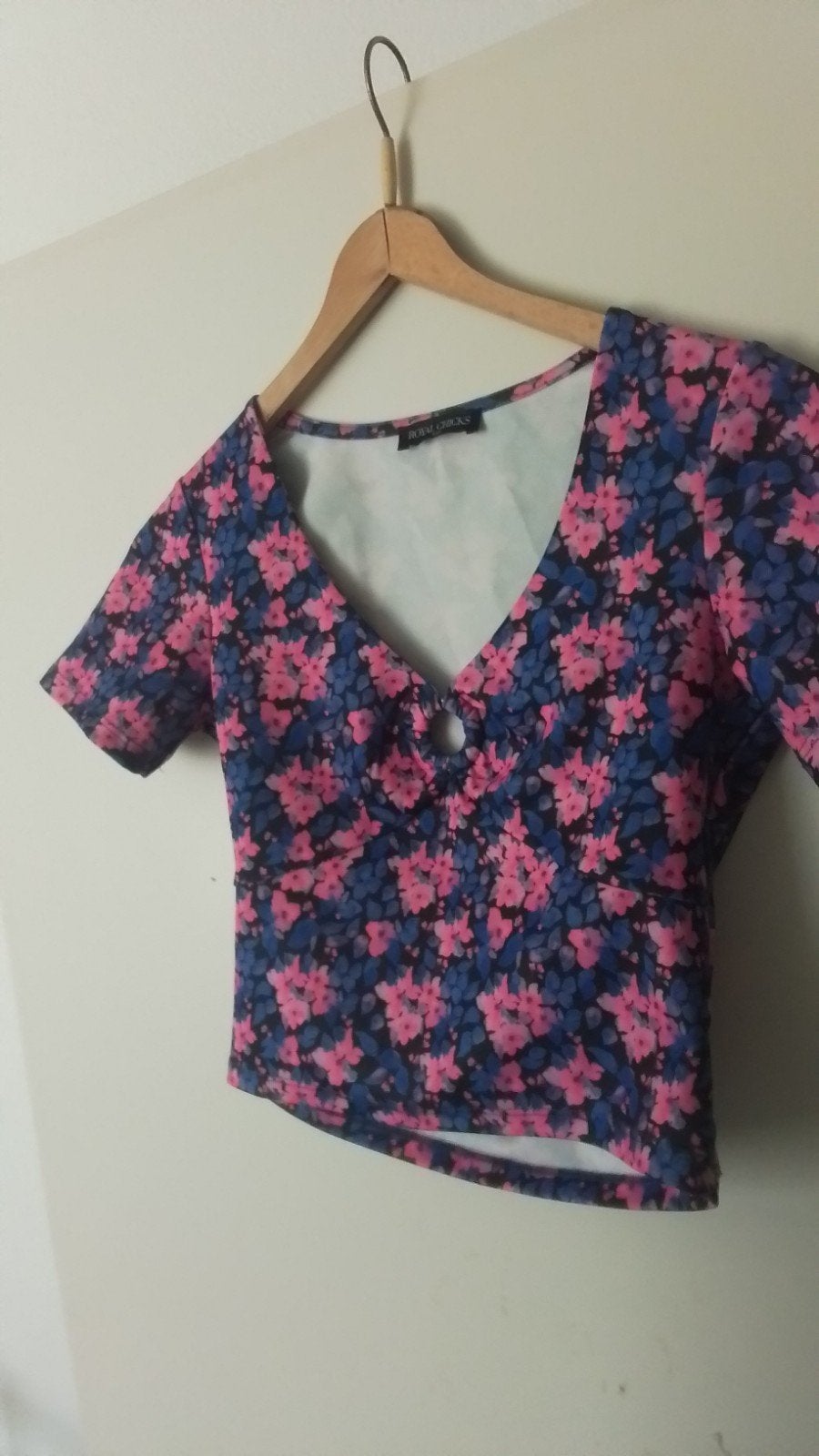 Bloemenprint crop top met korte mouwen,mt:164, Kinderen en Baby's, Ophalen of Verzenden, Zo goed als nieuw, Meisje, Shirt of Longsleeve