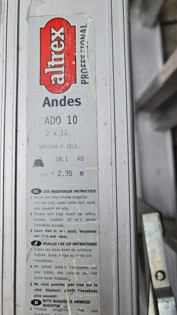 Altrex Andes dubbel oploopbare trap (FDO) 10 treden, Ophalen, Gebruikt, Trap, 2 tot 4 meter