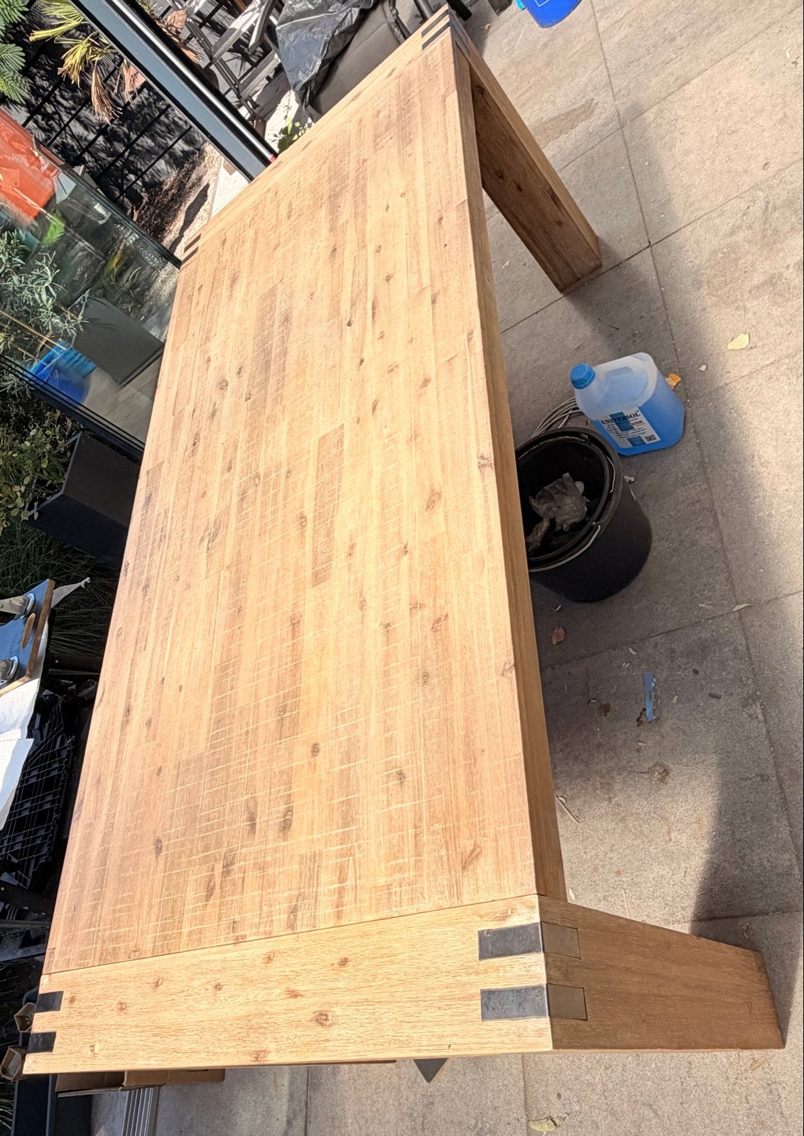 Nette stevige acaciahouten eettafel 220x100x78 cm, Ophalen, Gebruikt, 100 tot 150 cm, 200 cm of meer