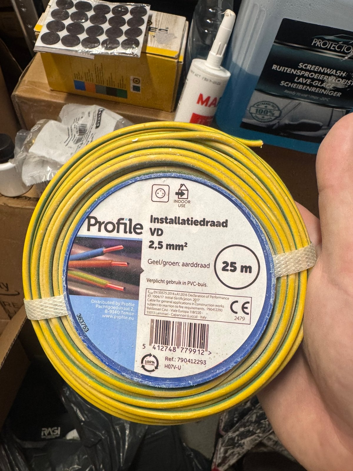 PROFILE Installatiedraad VD 2,5 mm² geel/groen 25 meter, Ophalen of Verzenden, Nieuw, Kabel of Snoer