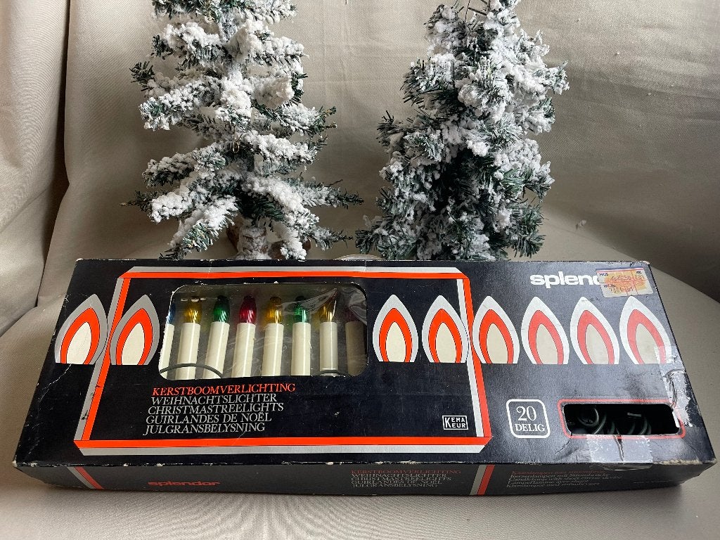 Oude gekleurde Splendor kerstboomverlichting 20 delig, Ophalen of Verzenden, Gebruikt