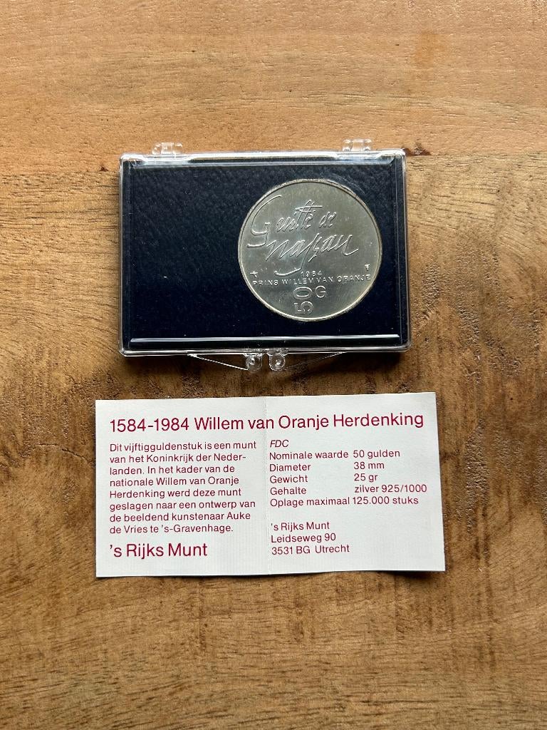 Zilveren 50 gulden munt 25 gram 0.925 zilver gehalte, Ophalen of Verzenden, Koningin Beatrix, 50 gulden, Zilver