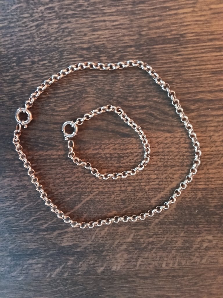 Te koop zilveren jasseron-schakelketting en armband, Ophalen of Verzenden, Gebruikt, Zilver, Zilver