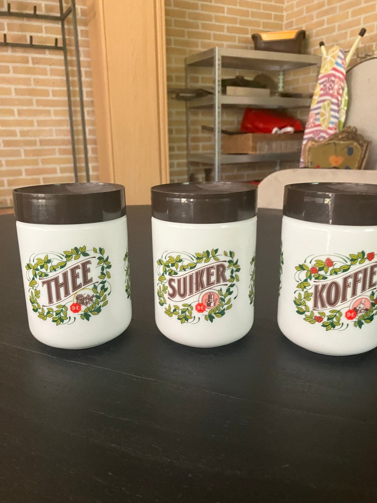 Vintage Douwe Egberts voorraadpotten (3 stuks), Ophalen of Verzenden