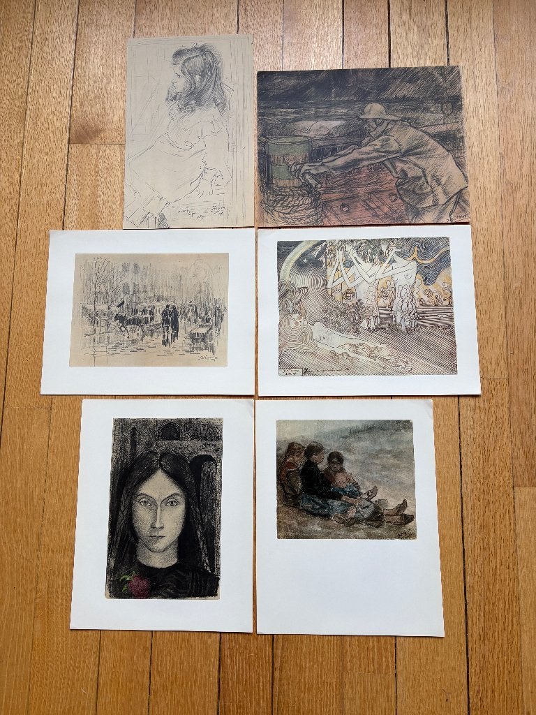 Jan Toorop zeldzame uitgave zes tekeningen van Jan Toorop, Ophalen of Verzenden, Reproductie, Overige technieken
