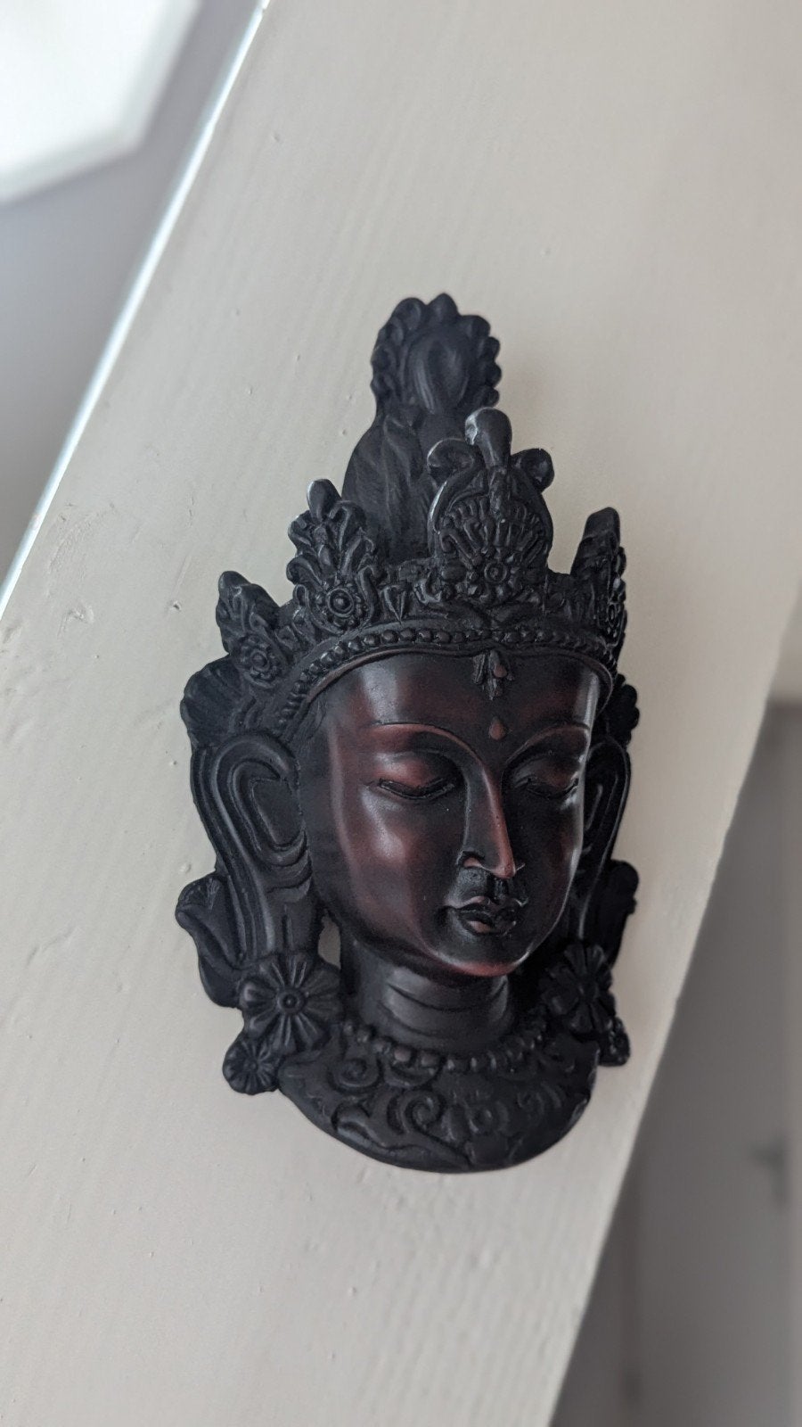 Boeddha Hoofd Wanddecoratie - Donkerbruin, Antiek en Kunst, Bruin, Op te hangen, Overige herkomsten, Beeld