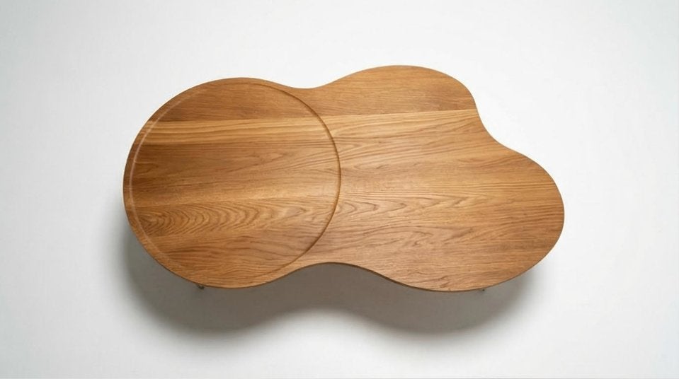 Organische Japandi salontafel Massief eikenhout, 100 tot 150 cm, Eikenhout, Nieuw, Overige vormen
