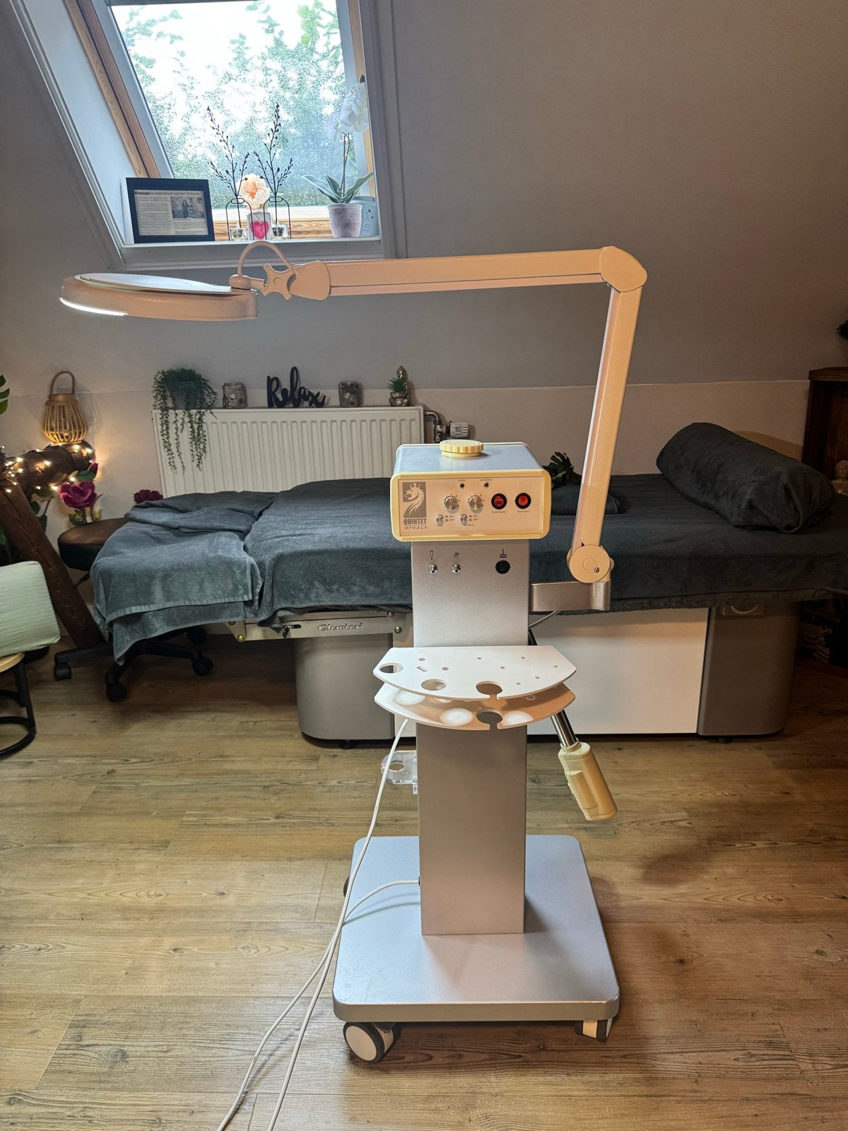 Quintet Duo Schoonheidssalon Apparaat met Loep en Steamer, Ophalen of Verzenden, Gebruikt, Gehele gezicht, Reiniging