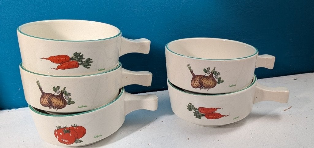5x Vintage California (soep)kommen, Gebruikt, Overige merken, Vintage, Ophalen of Verzenden