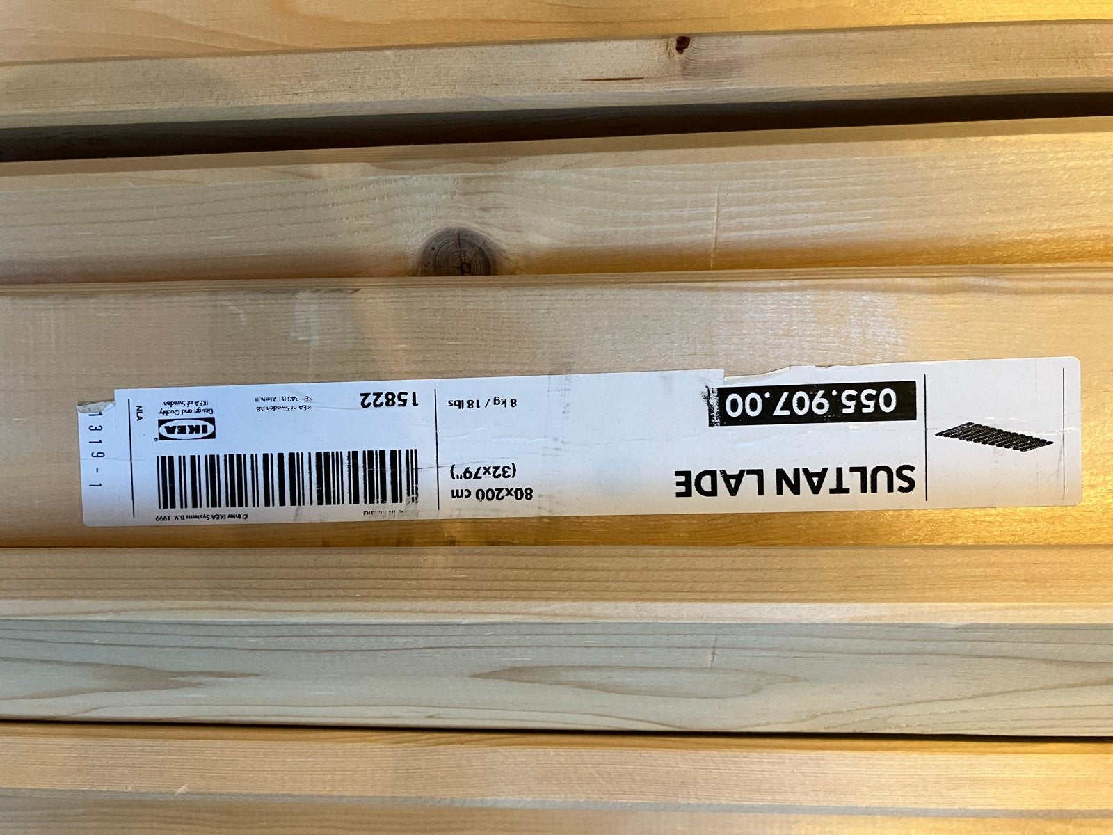 IKEA SULTAN LADE lattenbodem 80x200 cm, Ophalen, Eenpersoons, Wit, Nieuw