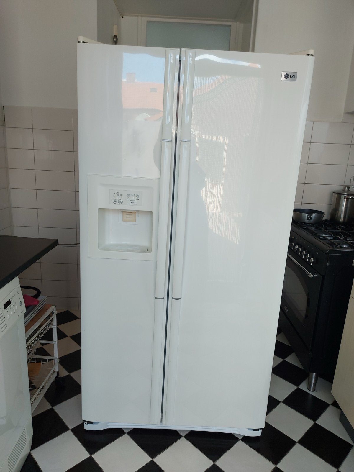 LG Amerikaanse koelkast met vriezer en water/ijsdispenser, Ophalen, Gebruikt, 200 liter of meer, 60 cm of meer