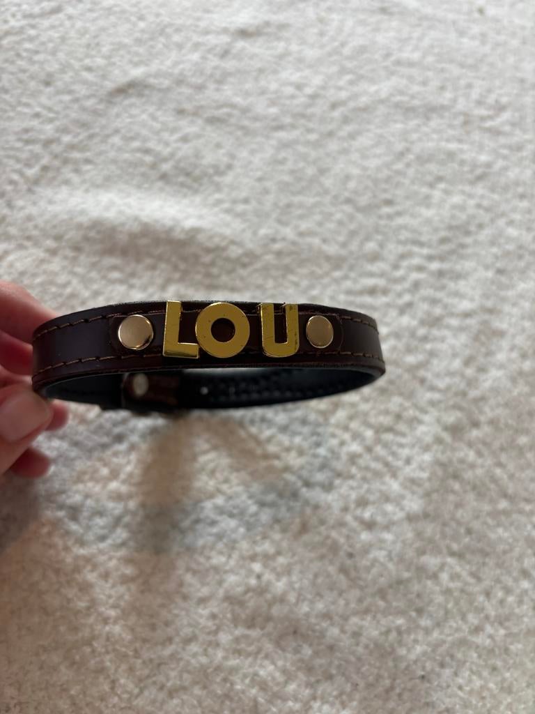 Halsband voor hond met naam Lou, Ophalen of Verzenden, Handgemaakt, Nieuw