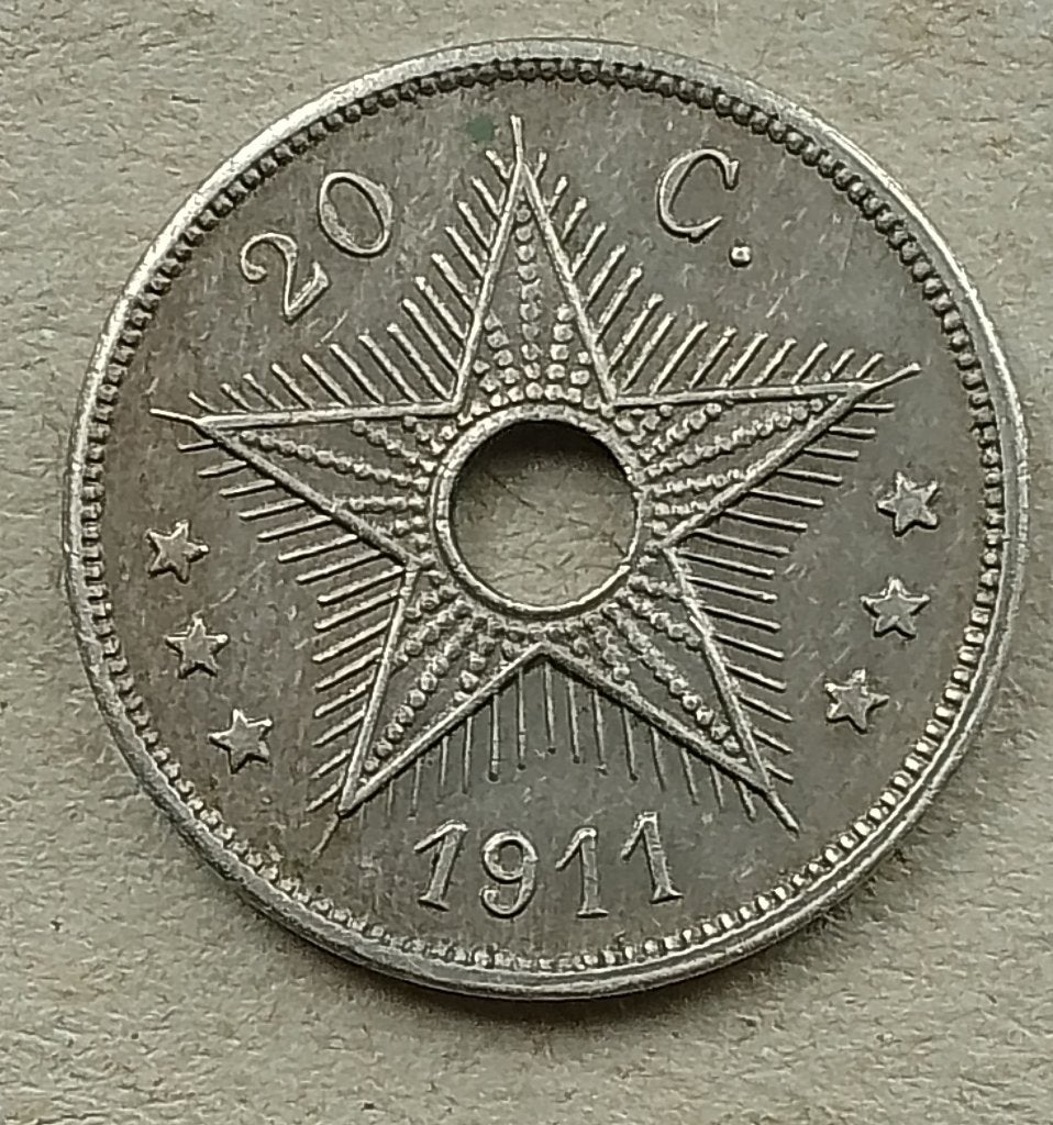 Belgisch Congo, 20 centimes 1911, Ophalen of Verzenden, Overige landen, Losse munt