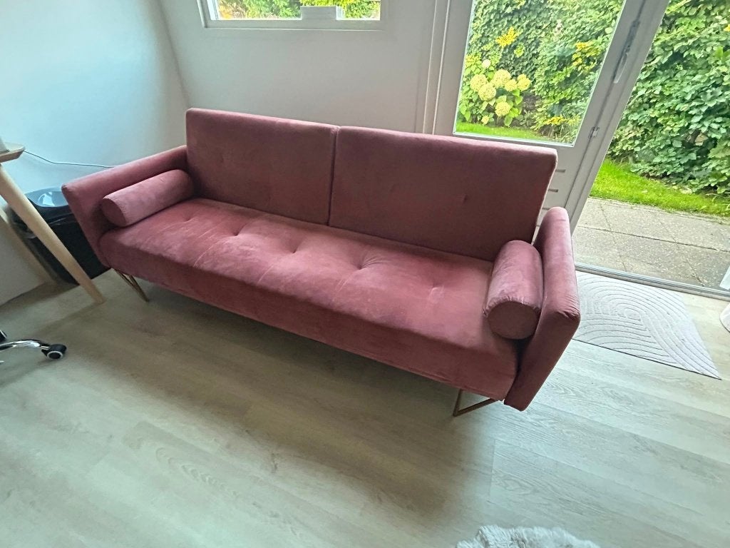 Roze (slaap)bank, Ophalen, Tweepersoons, 190 cm of minder, Roze