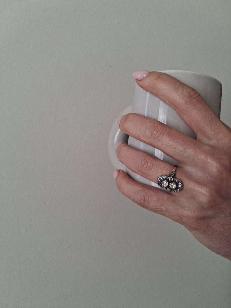 Antieke Victoriaanse Gouden/Zilveren Ring met Diamanten, Ophalen of Verzenden, Goud, Ring, Met edelsteen