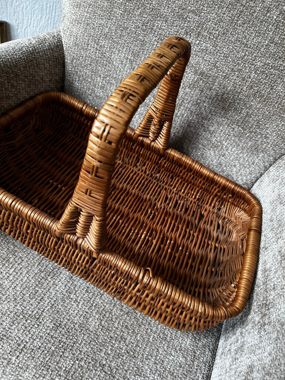Vintage Franse rieten pluk mand - erg decoratief, Ophalen