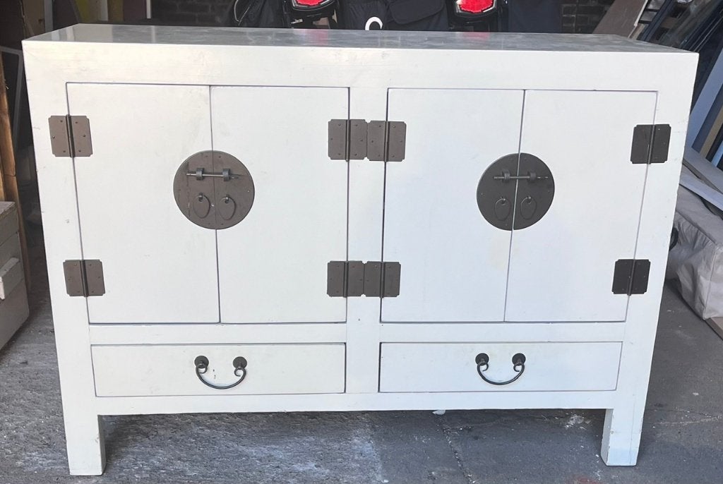 Chinees Dressoir wit, Ophalen, Japandi, 100 tot 150 cm, Grenenhout