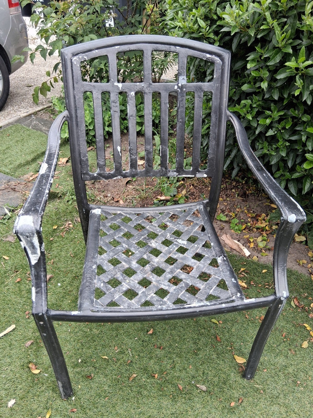 4 Ruime Metalen Tuinstoelen/Stapelbaar/beetje opverven, Tuin en Terras, Ophalen of Verzenden, Gebruikt, Metaal