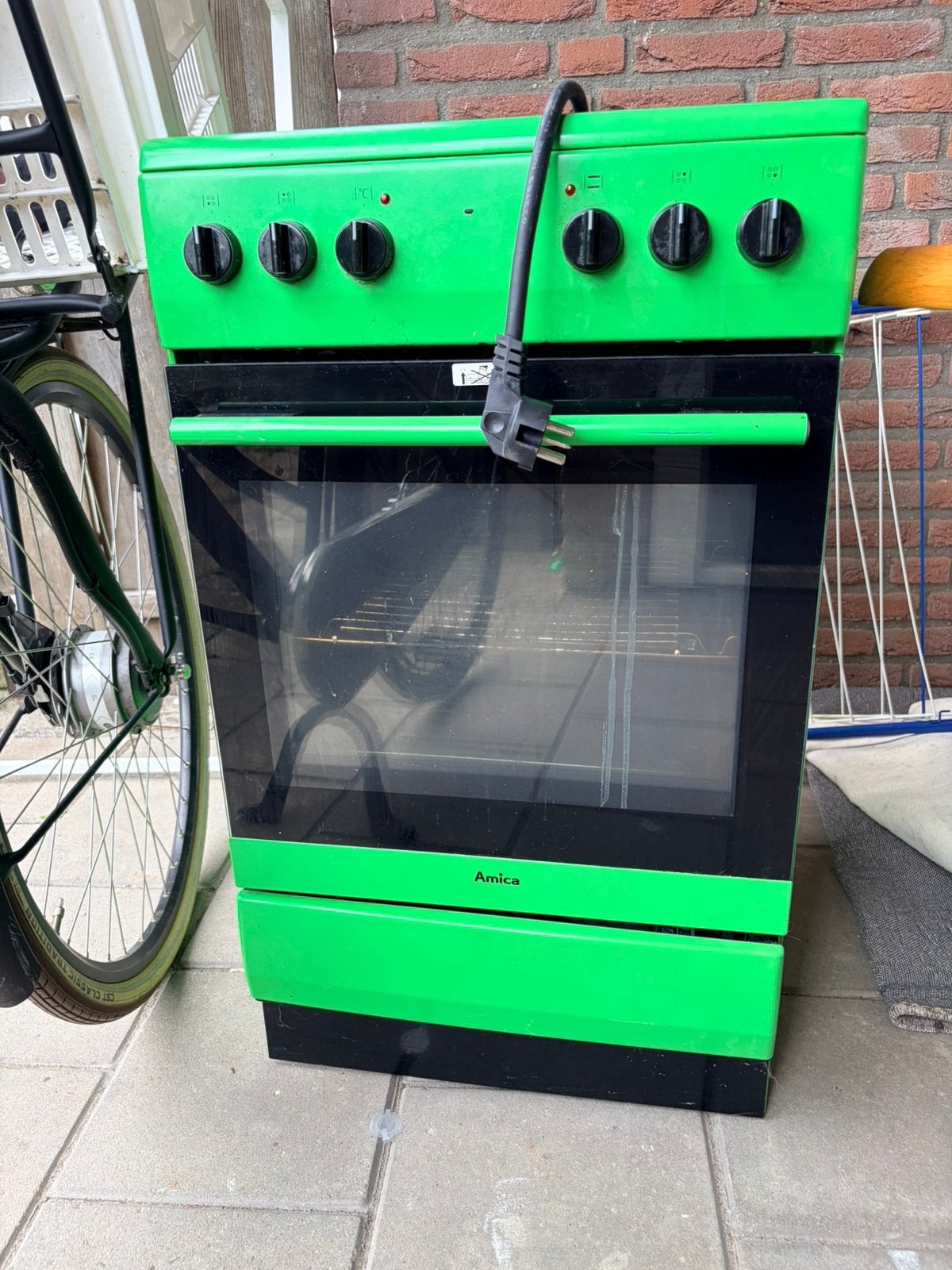Elektrisch kooktoestel met oven - 4 pits, Ophalen, Gebruikt, 4 kookzones, 85 tot 90 cm