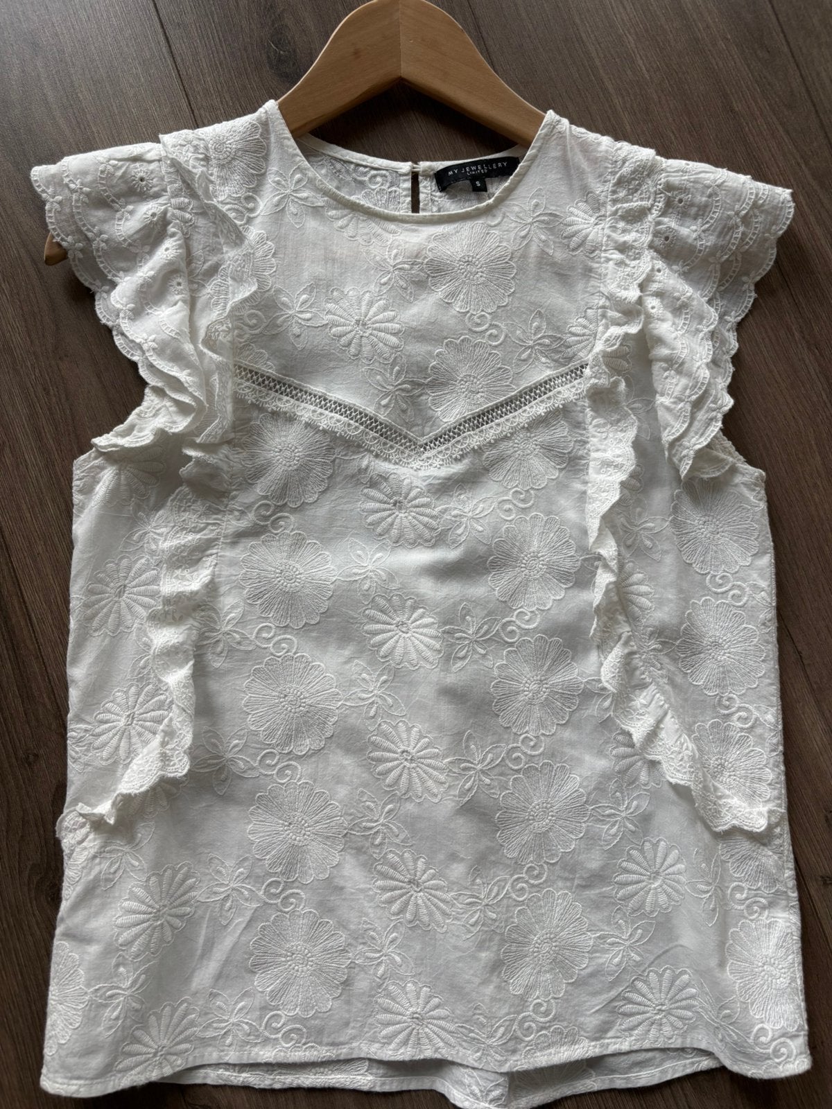 Wit katoen broderie blousje, My Jewellery, mt S, Ophalen, Wit, Zo goed als nieuw, Maat 36 (S)