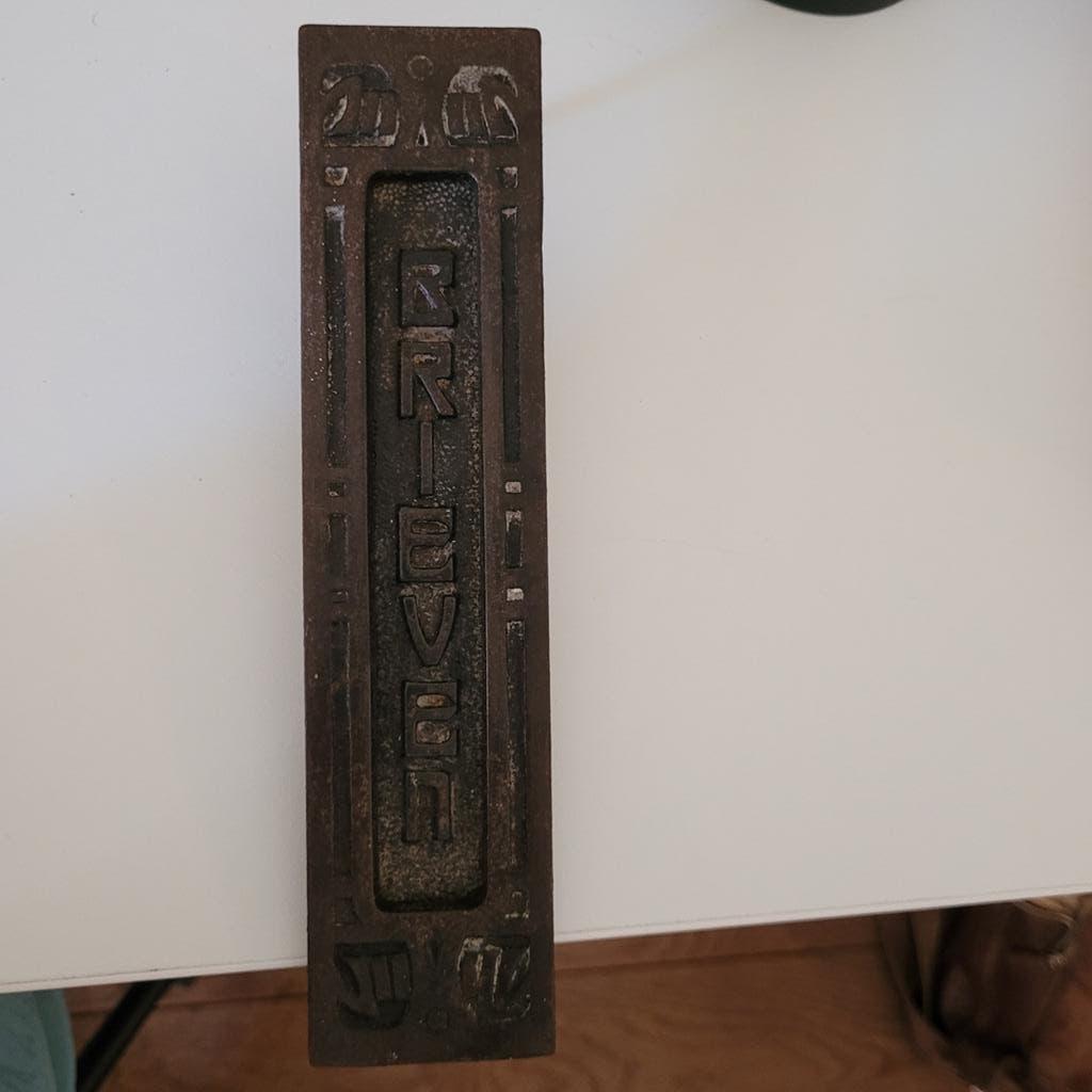 gietijzeren brievenbus klep muurplaat vintage, Ophalen of Verzenden, Gebruikt, IJzer, Brievenbusklep