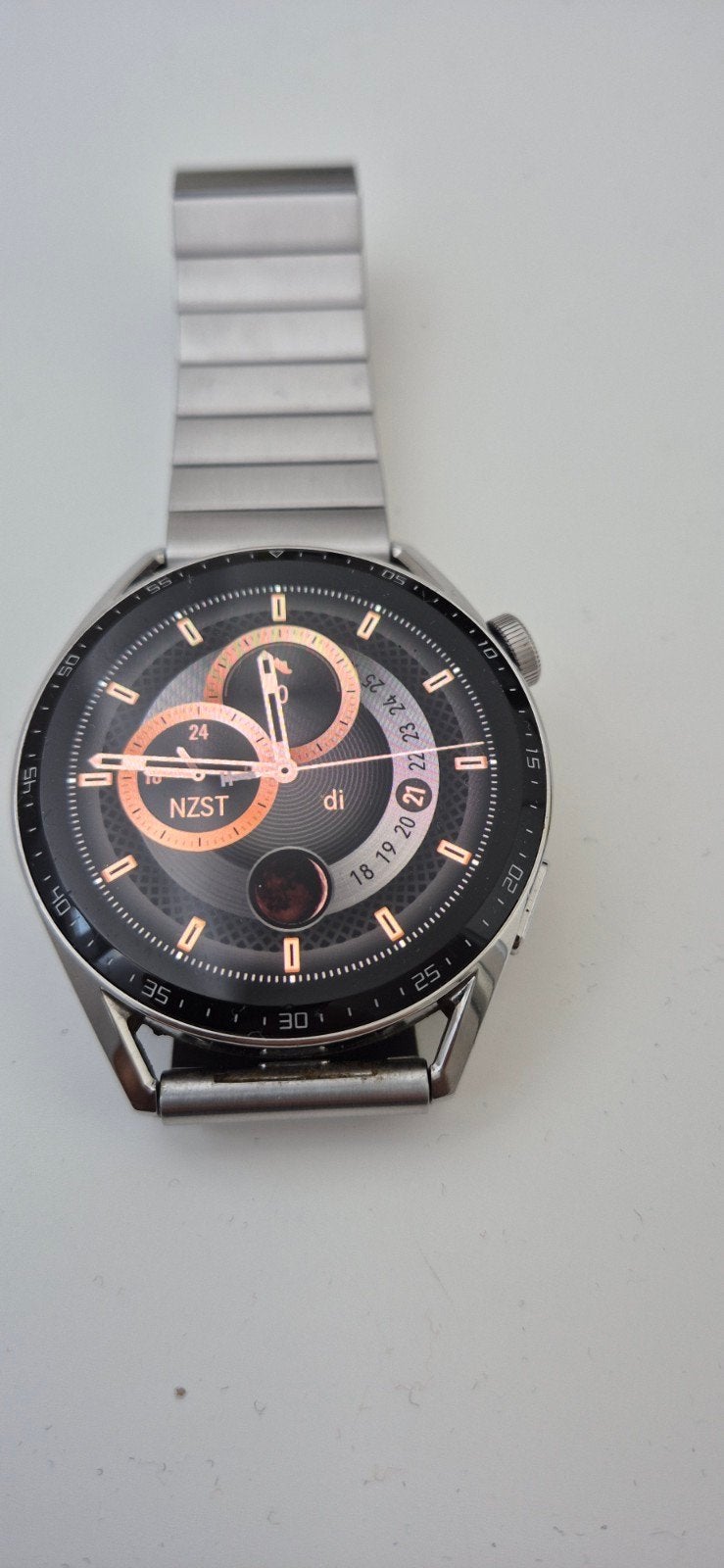 Huawei Watch GT 3 46mm Zilver met stalen band, Sieraden, Tassen en Uiterlijk, Smartwatches, GPS, Ophalen of Verzenden, Zo goed als nieuw