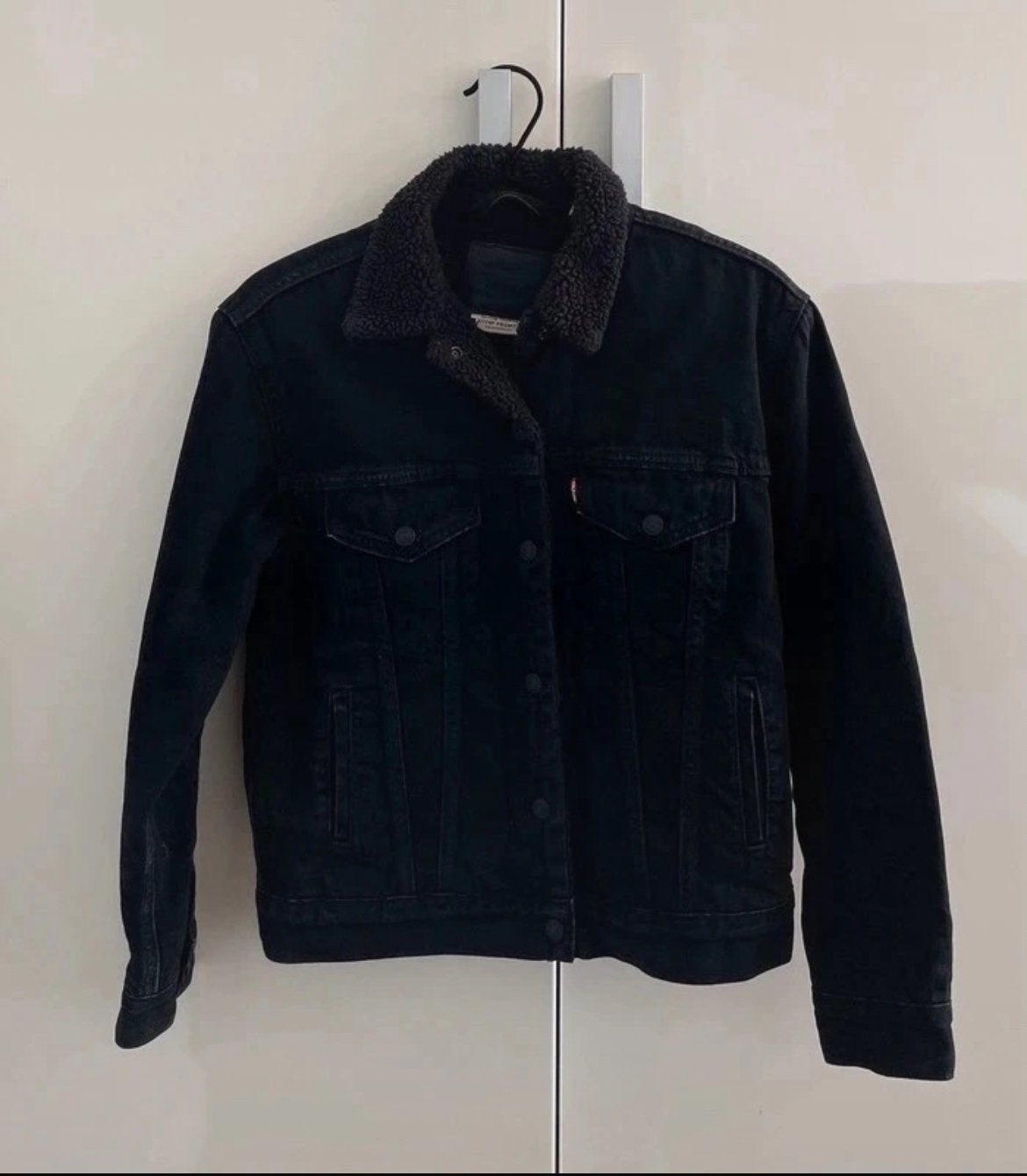 Levi's Sherpa Trucker Jacket Zwart XS, Ophalen of Verzenden, Zo goed als nieuw, Maat 34 (XS) of kleiner, Zwart